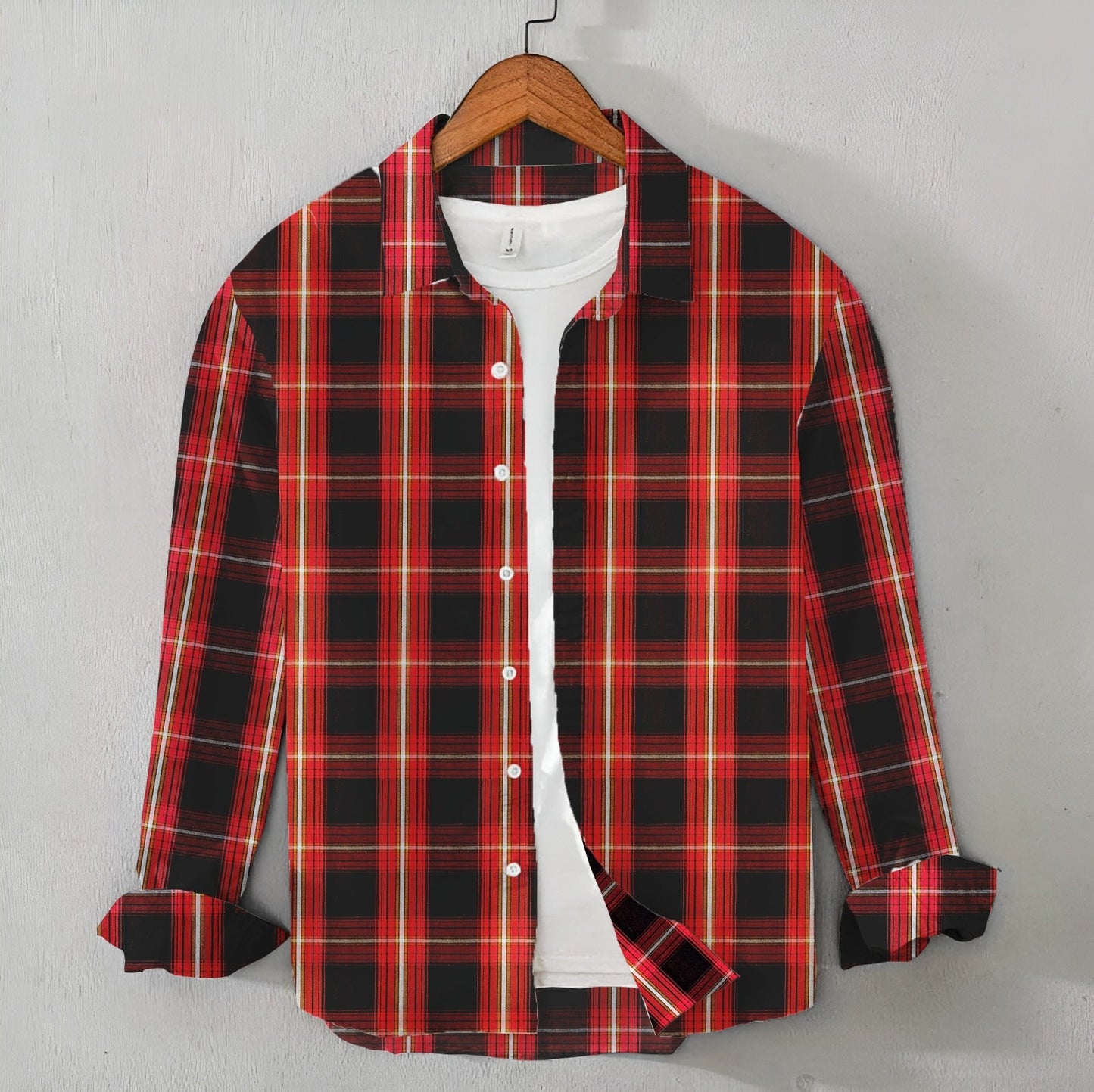 Casual Men's Red lining & Black Check Shirt - Cotton Shirt