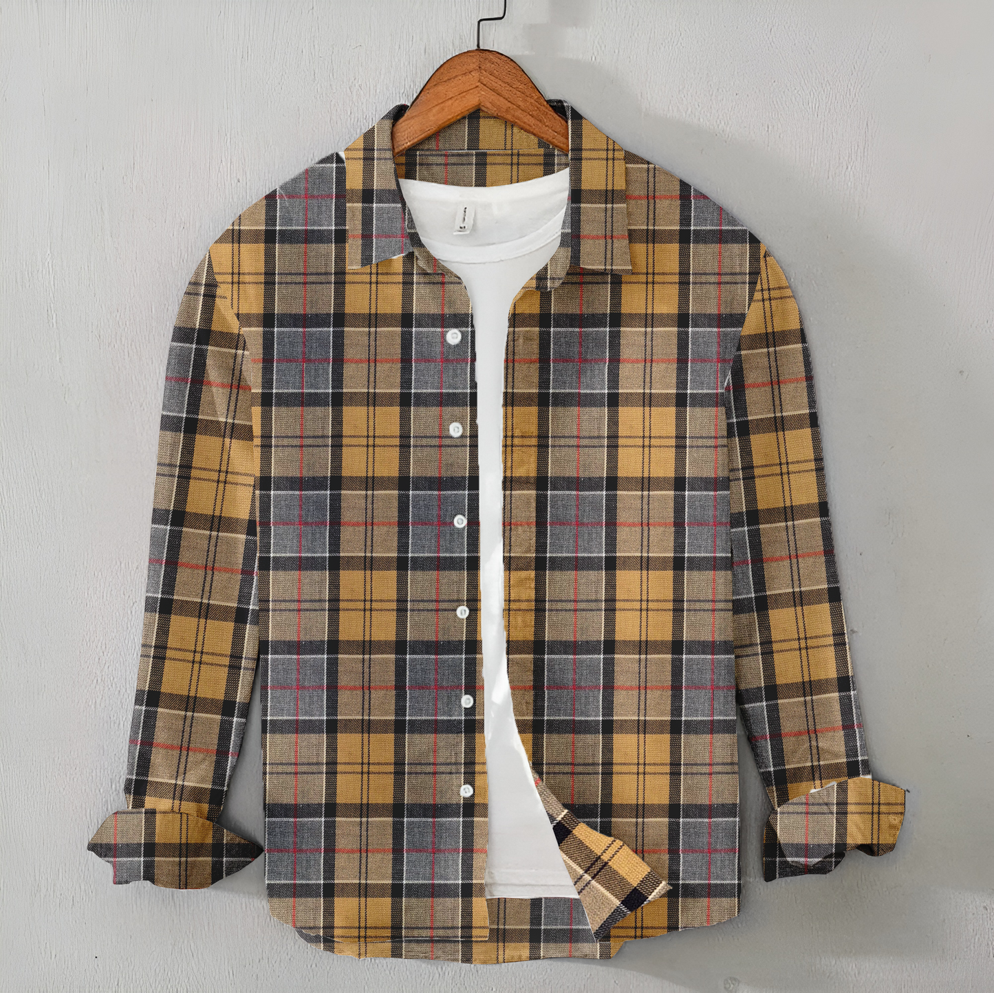 Casual Men's Brown Check Shirt - Twill Shirt