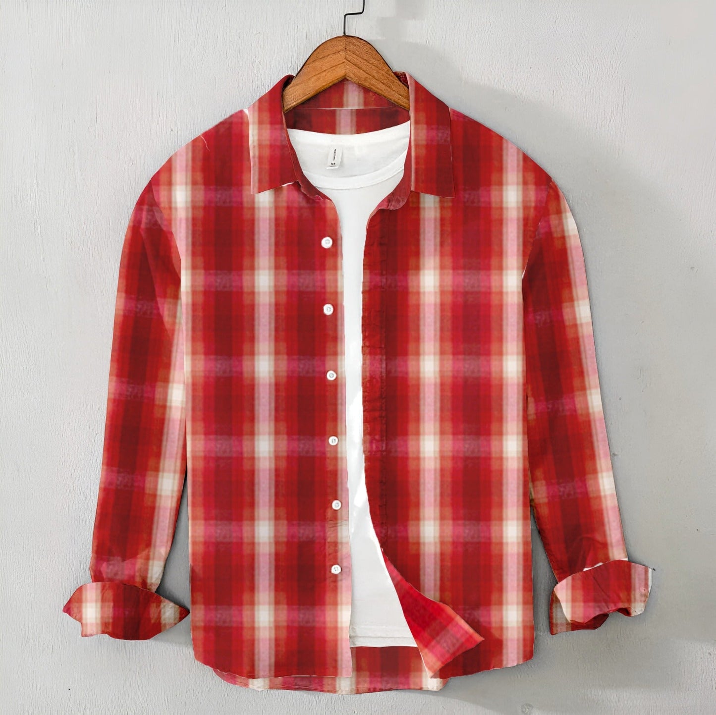 Casual Men's Red & white Check Shirt - Cotton Shirt