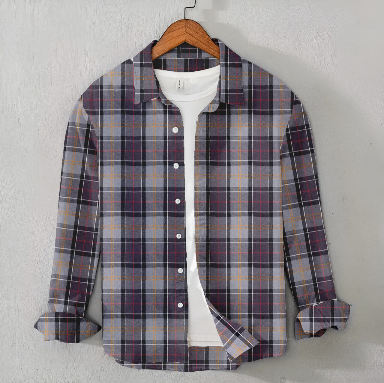 Casual Men's Grey Check Shirt - Winter Shirt