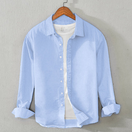 Casual Men's Sky Blue Plain Shirt - Cotton Shirt