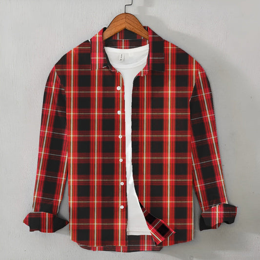 Casual Men's Red lining & Black Check Shirt - Cotton Shirt