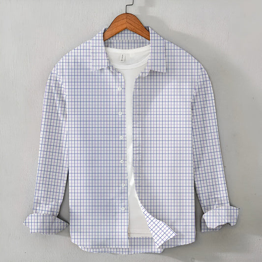 Casual Men's White Check Shirt - Cotton Shirt