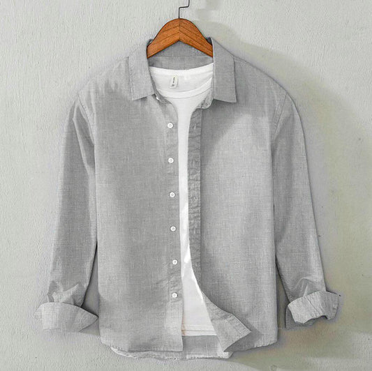 Casual Men's Silver Gray Plain Shirt - Cotton Shirt